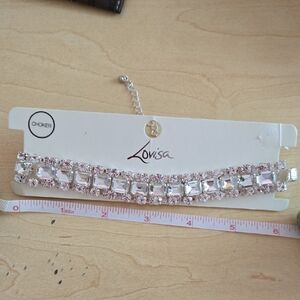 NWT Pink and Silver Crystal Choker Necklace